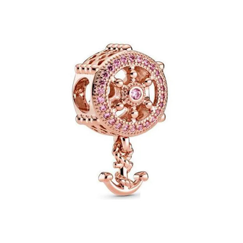 Hot Selling Rose Gold Series Leaf Bead Key Lock Pendant Suitable For European Original Bracelet DIY Exquisite Jewelry S925 Silve
