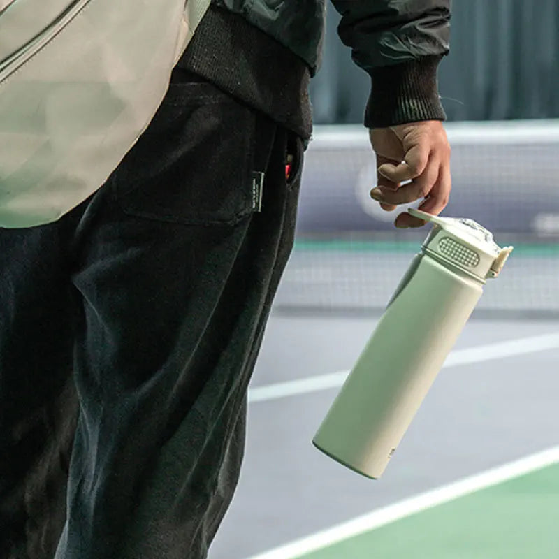 TYESO 600/750ML Stainless Steel Thermal Water Bottle with Straw Hot Cold Double Wall Vacuum Insulated Sports Cup for Coffee/Tea
