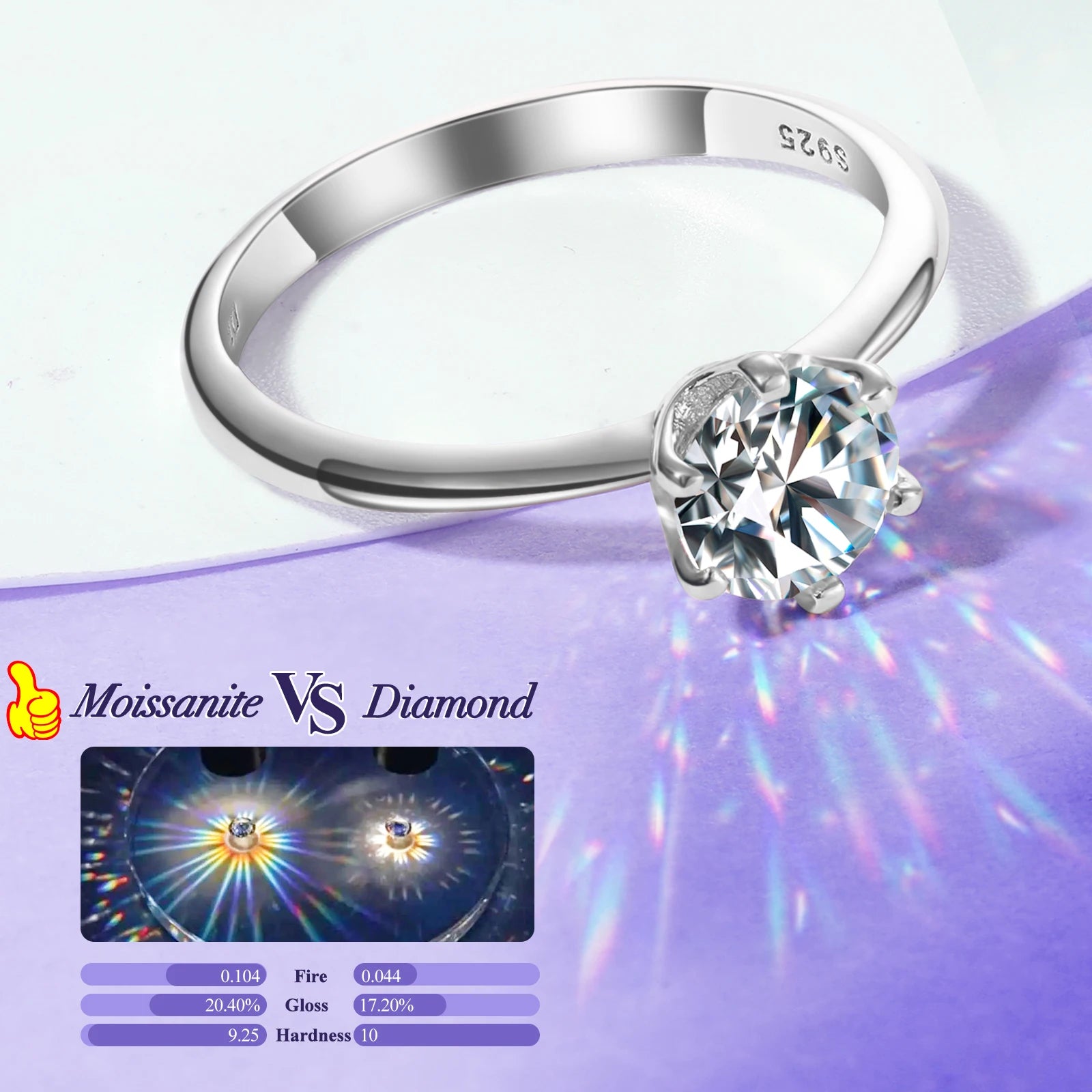 TUHE Unisex 925 Silver Iced Out Ring Moissanite Stone Iced Out Couple Rings Women For Men Hip Hop Jewelry Anniversary Gifts