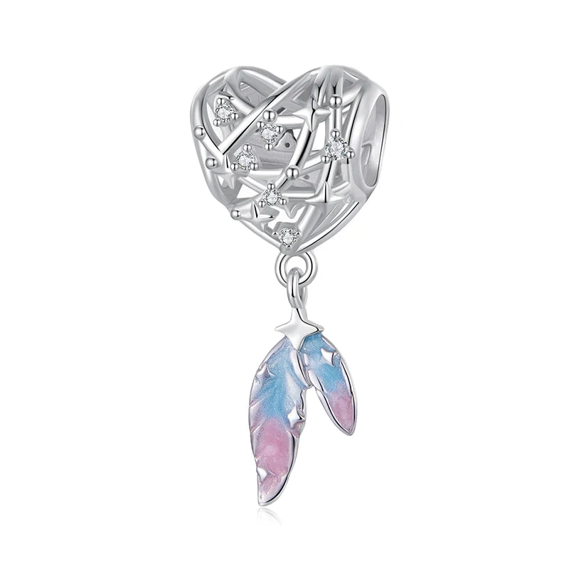 BAMOER 925 Sterling Silver Heart Dreamcatcher Charm fit Original Bracelet DIY Jewelry Accessories bamoer Beads BSC1105