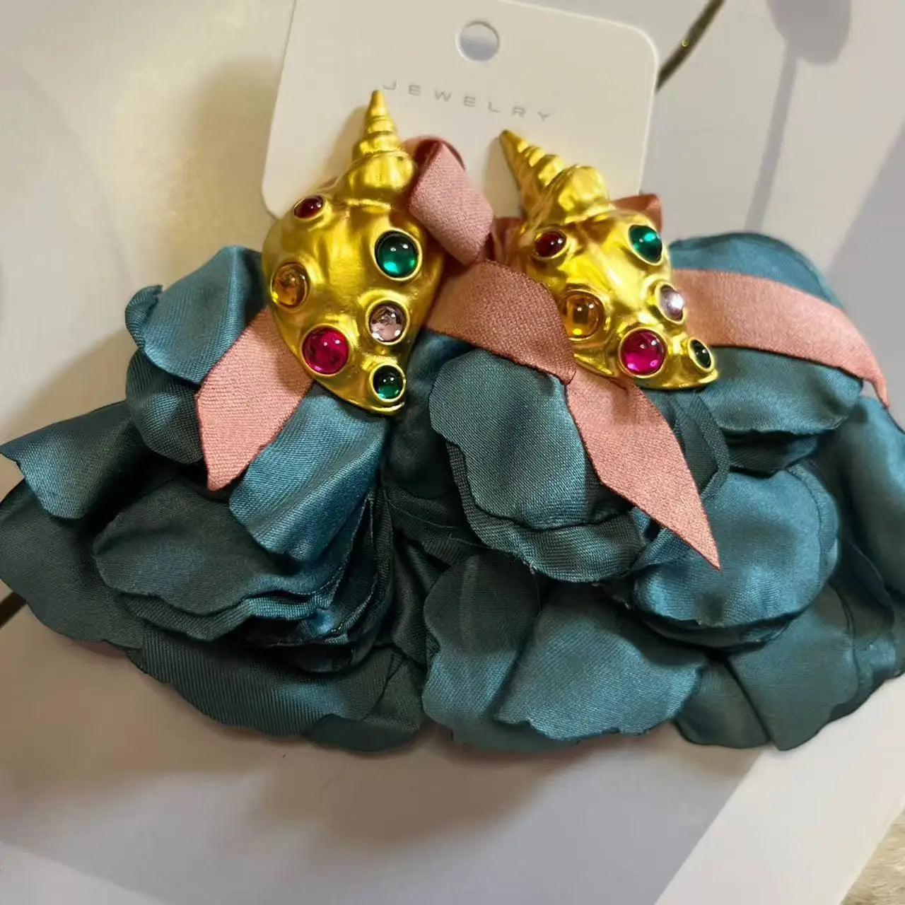 ZAA Personalized Trendy Resin Flower Water Drop Long Earrings