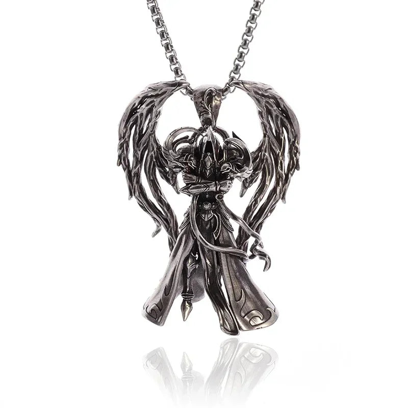 Hell Death Scythe Necklace Pendant Gothic Mysterious Devil Necklace Men\'s Personality Punk Retro Halloween Trend Jewelry