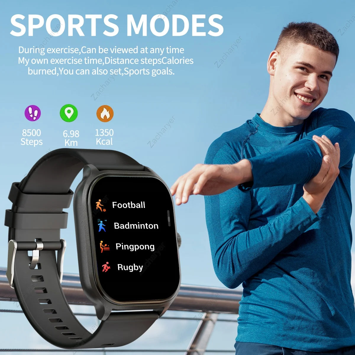 HOT With wireless call function, compatible with Android and iPhone, sports watch, application control, SMS reminder