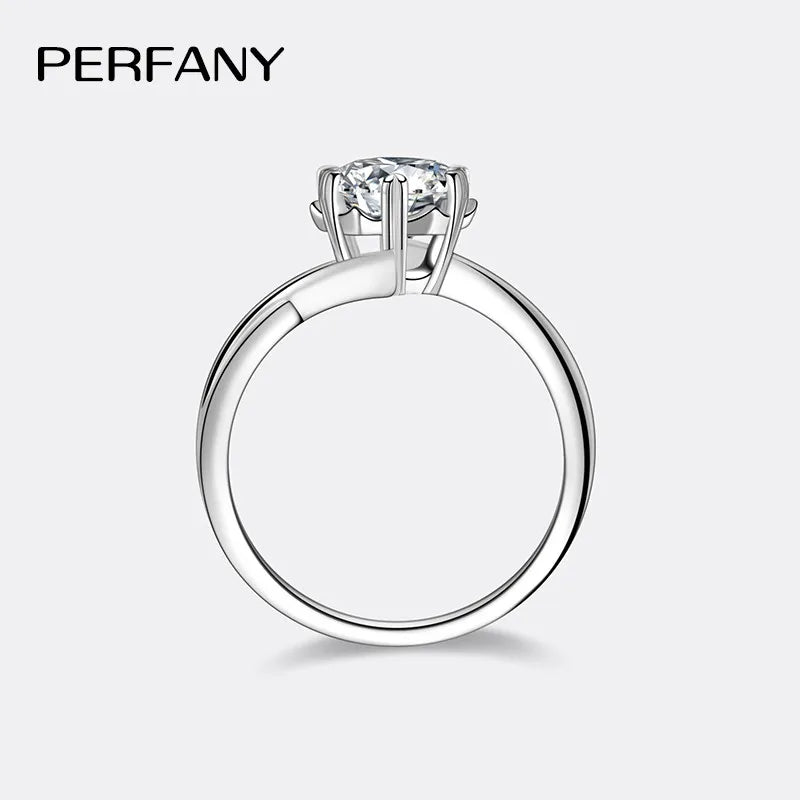 PERFANY 0.3-2CT Moissanite Ring for Women S925 Pure Silver Snowflake Laboratory Diamond Wedding Ring Luxury Wedding Jewelry - Madeinsea©