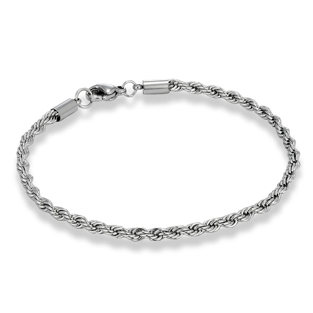 MKENDN 2/3/4/5MM Delicate Twisted Chian Bracelet for Women Men Minimalist Punk Silver Gold Color Stainless Steel Fashion Jewelry