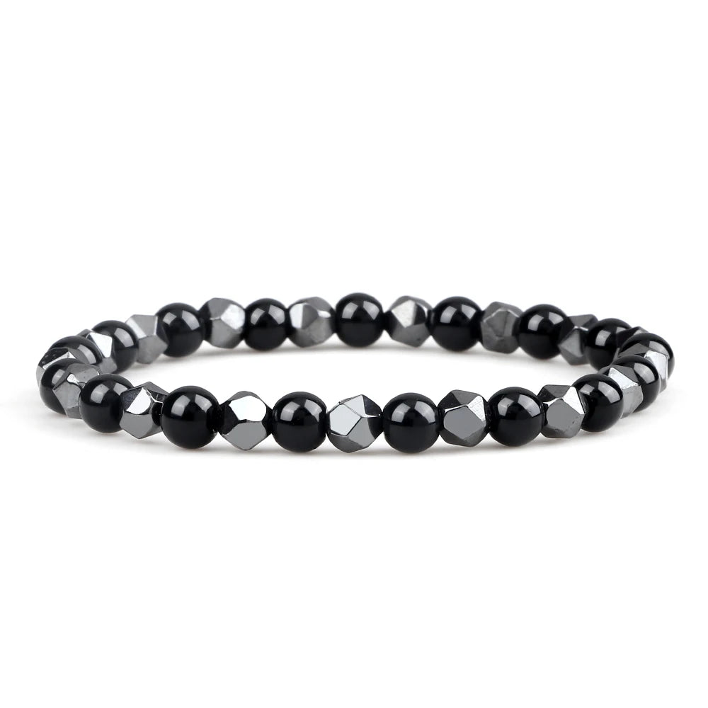 Herren-Armband mit unregelmäßigen Hämatitperlen, Damen-Armband mit 4, 6 oder 8 mm großen, natürlichen Lava-Tigeraugenperlen, modischer Freundschaftsschmuck