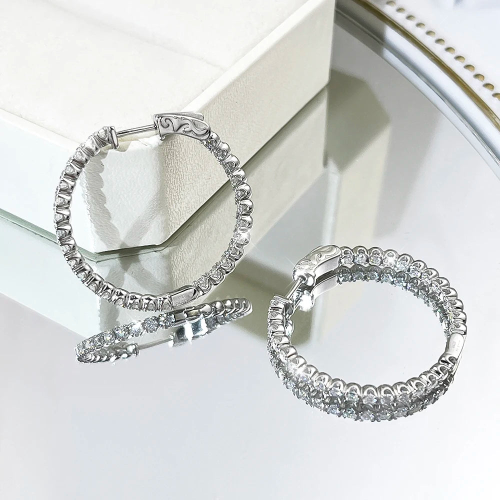 Serenity 2mm D Color Moissanite Hoop Earrings For Women Gift S925 Sterling Silver Sparkling Lab Diamond Earrings Bridal Jewelry