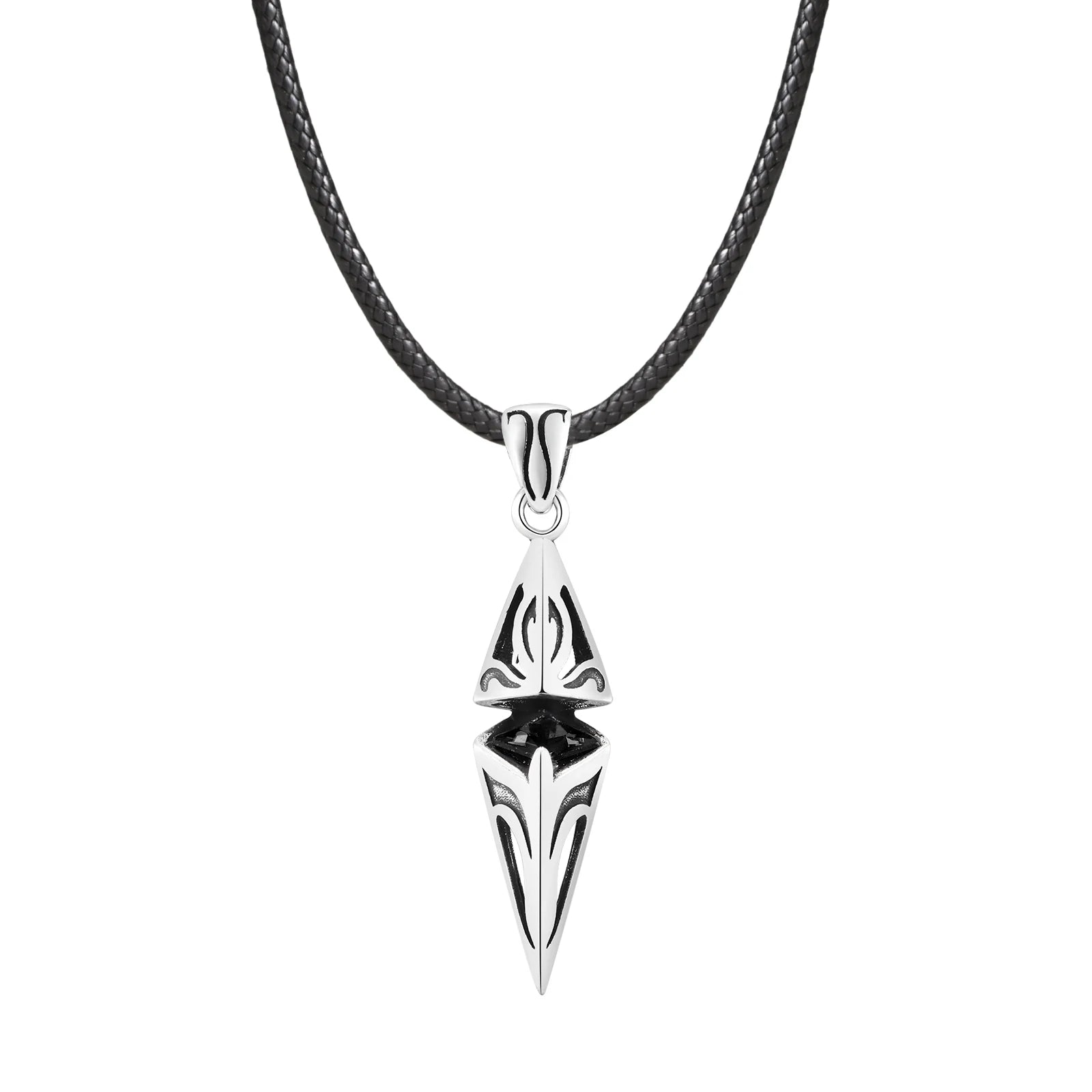 Colliers élégants Vnox en pierre bleue pour hommes, pendentif géométrique cubique en acier inoxydable, bijoux de cou, cadeaux d'anniversaire pour lui