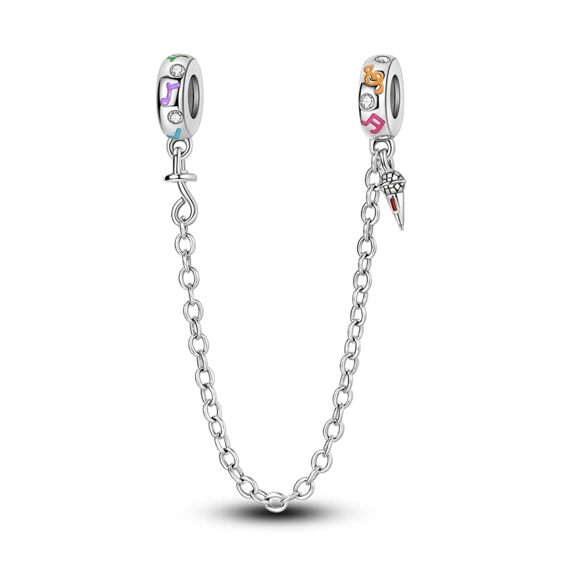 Romantic Music Charms Beads 925 Sterling Silver Piano Violin Red Guitar Punk Saxophone Pendants Fit Qikaola Bracelet DIY Jewelry