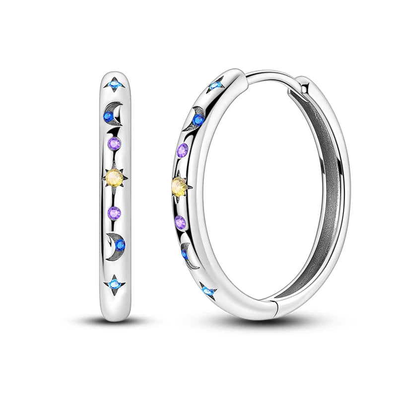 Classic Earrings 925 Silver Star Moon Zircon Pearl Geometry Earrings For Women Wedding Engagement Fine Jewelry Birthday Gift