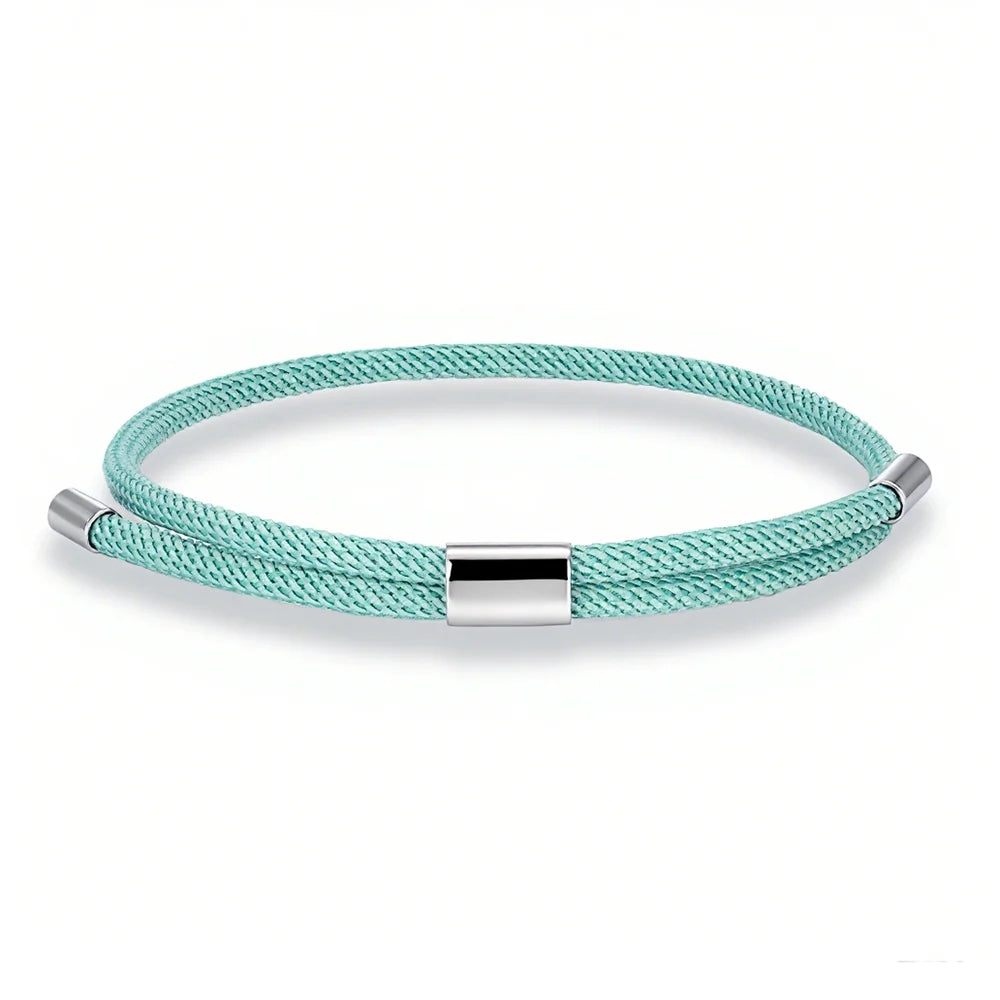 MKENDN Minimalist Durable Unisex Rope Design Stainless Steel Adjustable Braided Rope Bracelet for Men Women Couple Jewelry Gifts