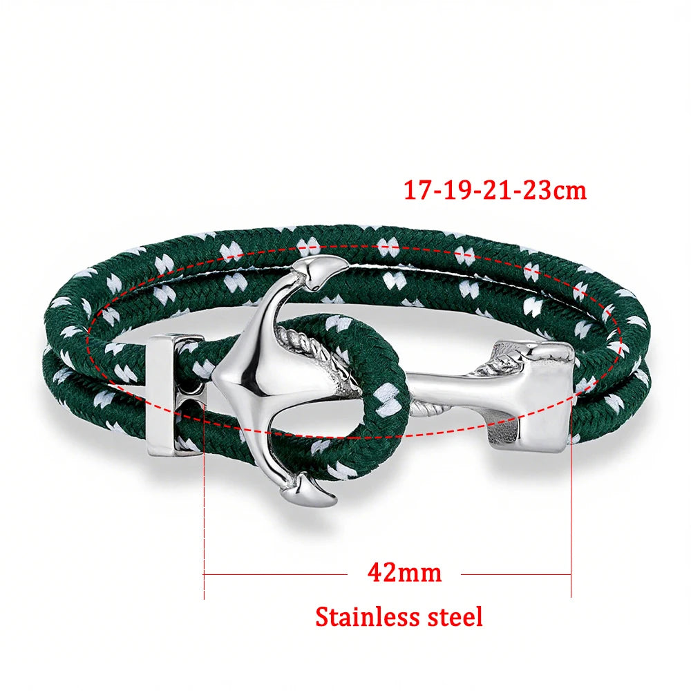 MKENDN Minimalist Nautical Style Anchor Bracelets Men Women Mulitcolor Surfer Rope Bracelet Stainless Steel Boat Hook