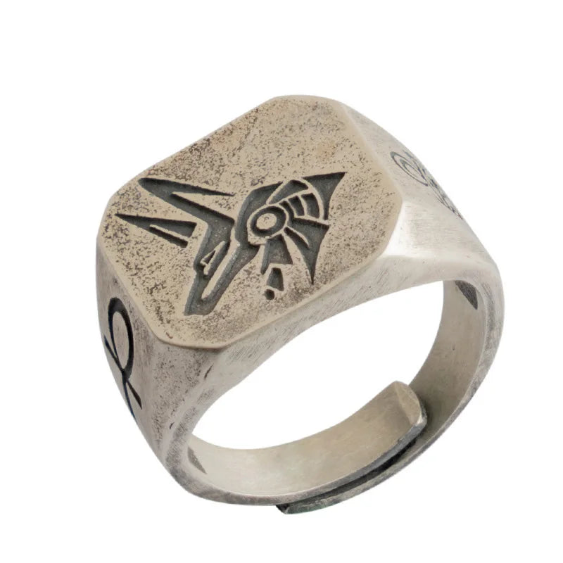 Retro Egypt Anubis Horus Ring For Men Punk Gothic Rock Hiphop Open Ring Handmade Designer Jewelry Biker Accessories Lover Gift - Madeinsea©