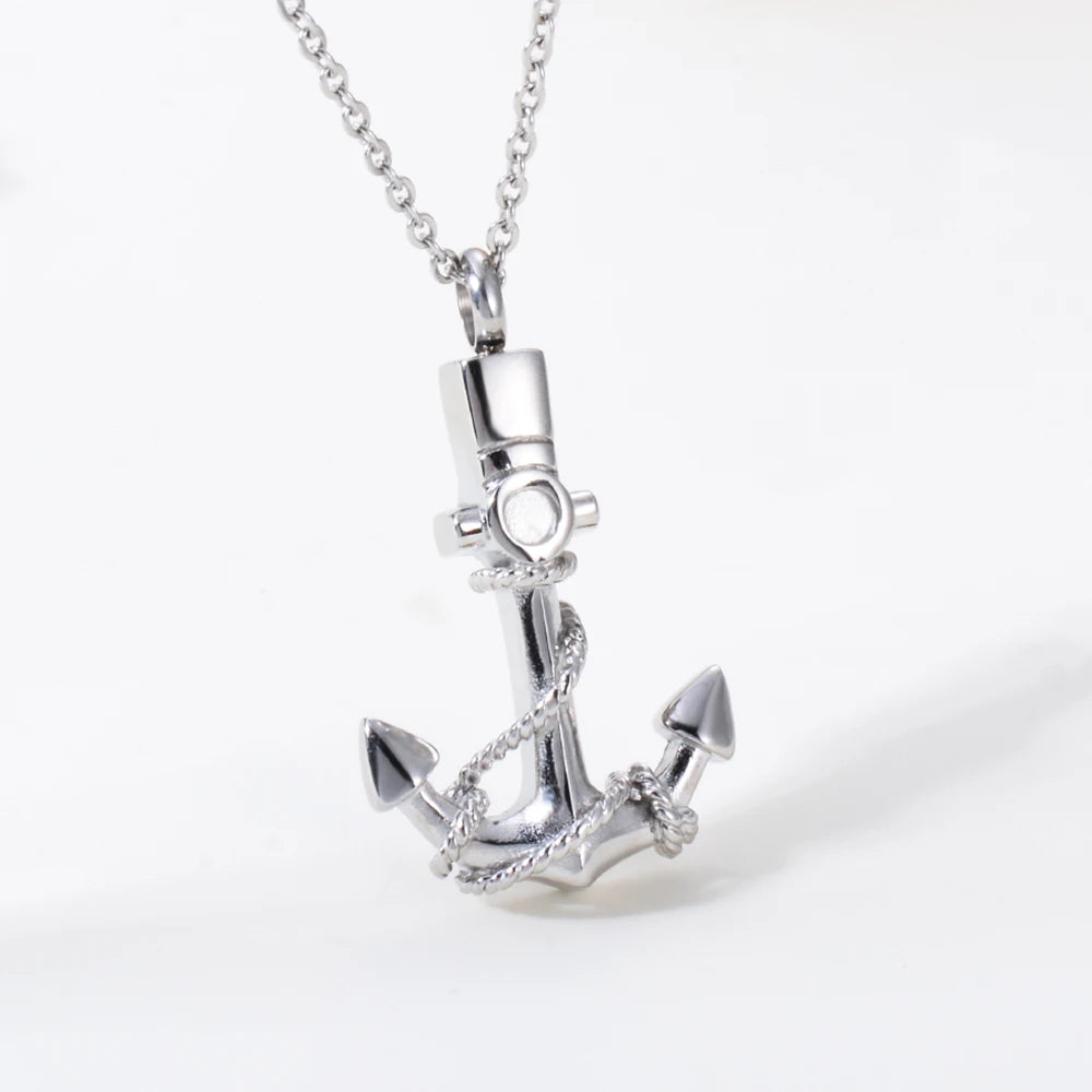 Bijoux de crémation pour cendres Collier d'urne d'ancre Hommes Femmes Thème océan Souvenir commémoratif Pendentif cendres pour frère Père