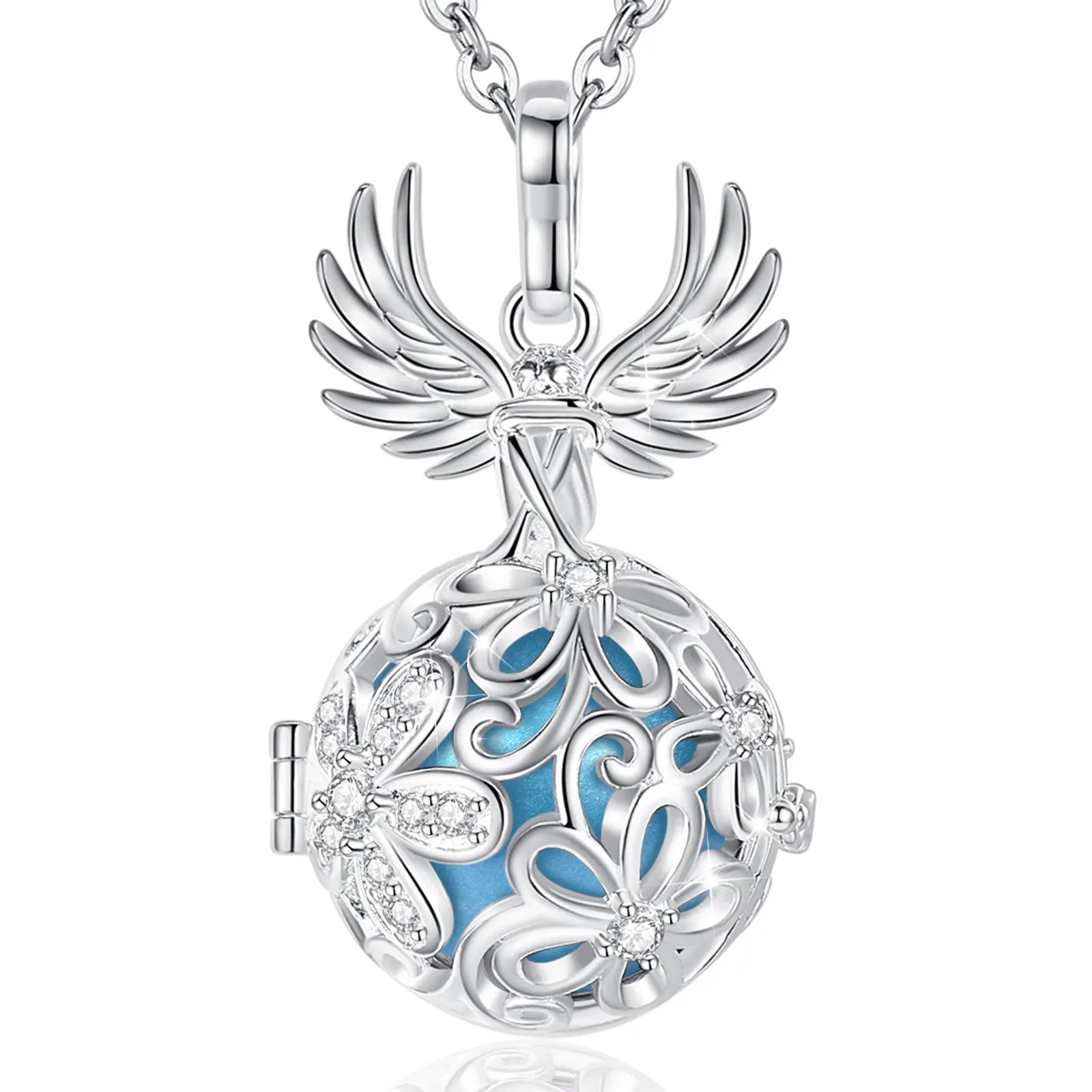 Eudora Collier Bola de Grossesse Necklace 18MM Ball Flower Angel Caller Musical Bell Pendant DIY Jewelry Gift for Pregnant Women