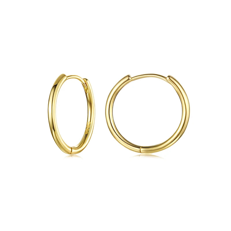 BAMOER Gold Hoop Earrings for Women, 925 Sterling Silver Minimalist Huggie Hoops Cartilage Piercing Earrings Ear Cuff for Women