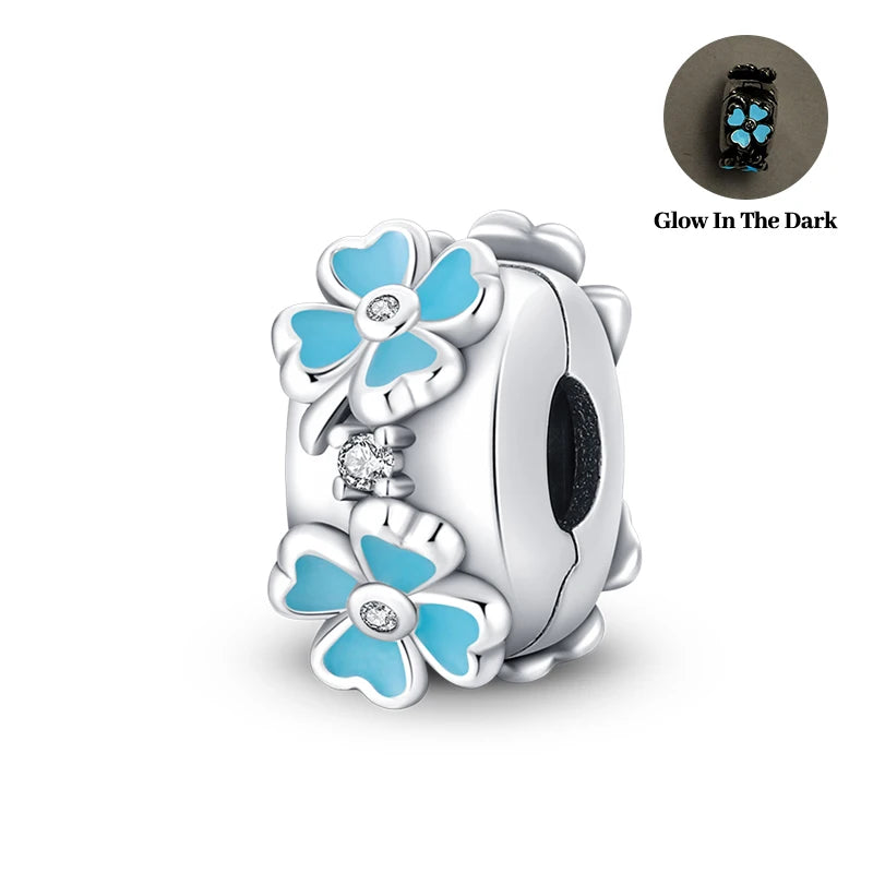 Springtime 925 Silver Gem Butterfly Dragonfly Flowers Charms Pendant Fit Pandach 925 Original Bracelets DIY Little Fresh Jewelry