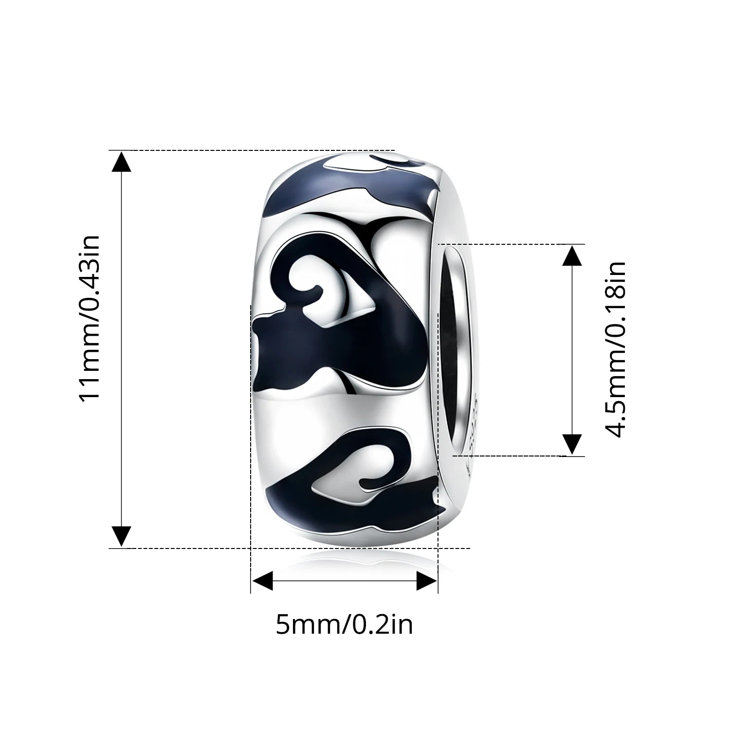 Bamoer 925 Sterling Silver Paw Print Silicone Beads Retro Pet Heart Charm for Women Teen DIY Lovely Bracelet Jewelry Accessories