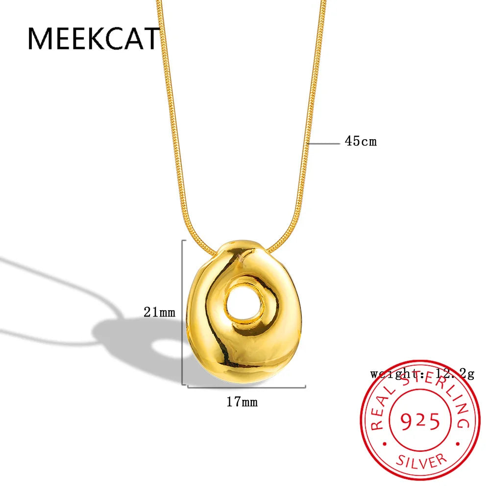 Collares 925 Sterling Silver Chunky Alphabet Balloon Bubble Initial Letter Pendant Necklace for Women Men Charm Necklaces