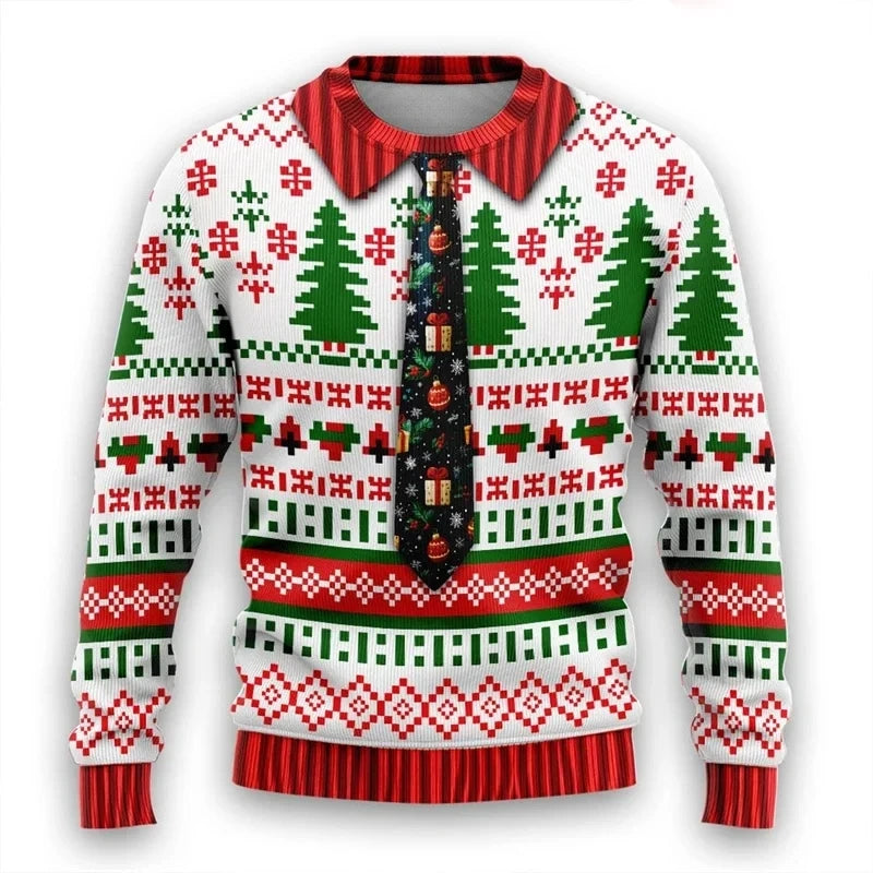 Christmas and winter Christmas sweater, ugly sweater, informal and stylish Christmas neck for men and women 3D