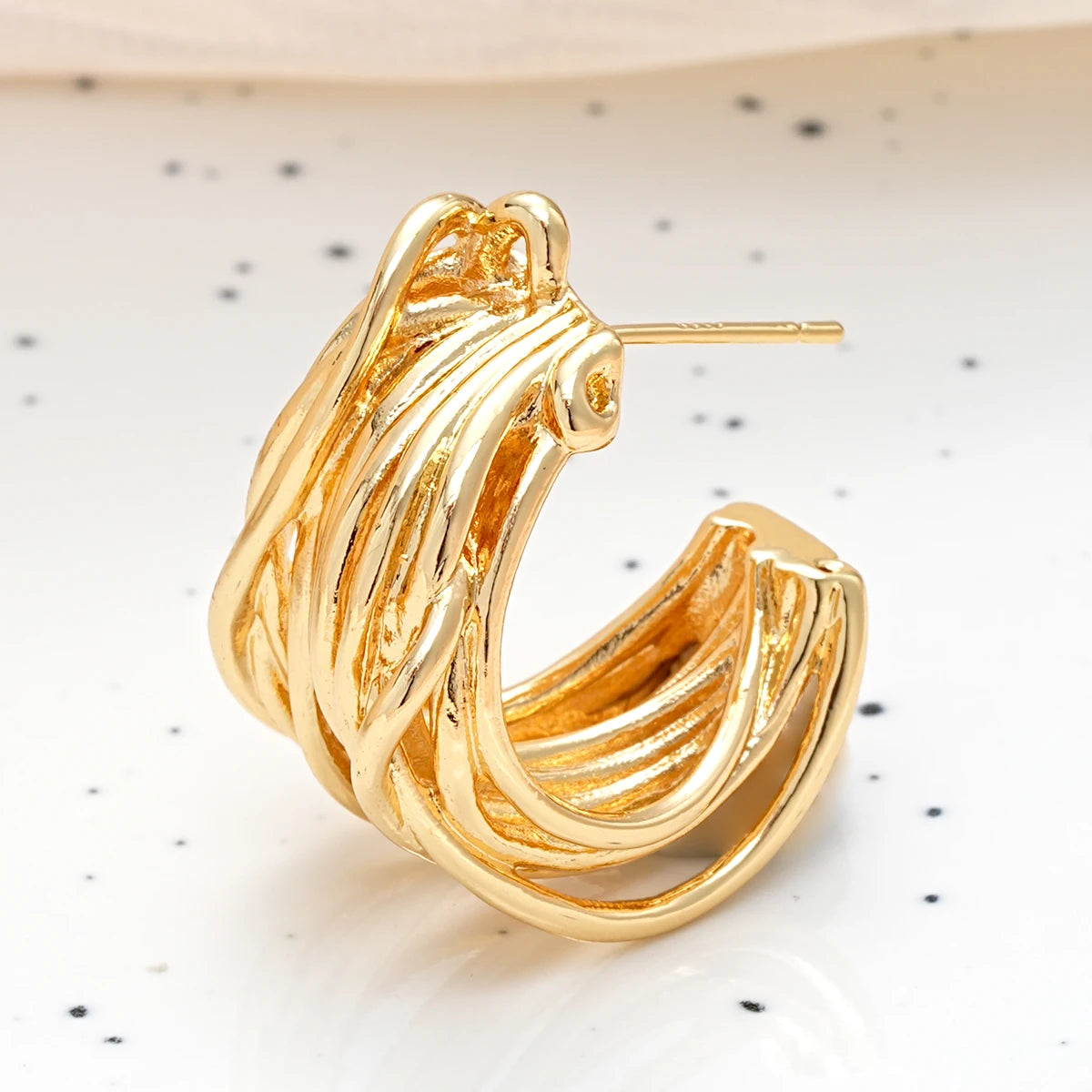 New Exaggerated Wide Clip-On Earrings Set For Women Simple Gold Color Copper Metal Earring Daily Wear Vacation Jewelry Gift