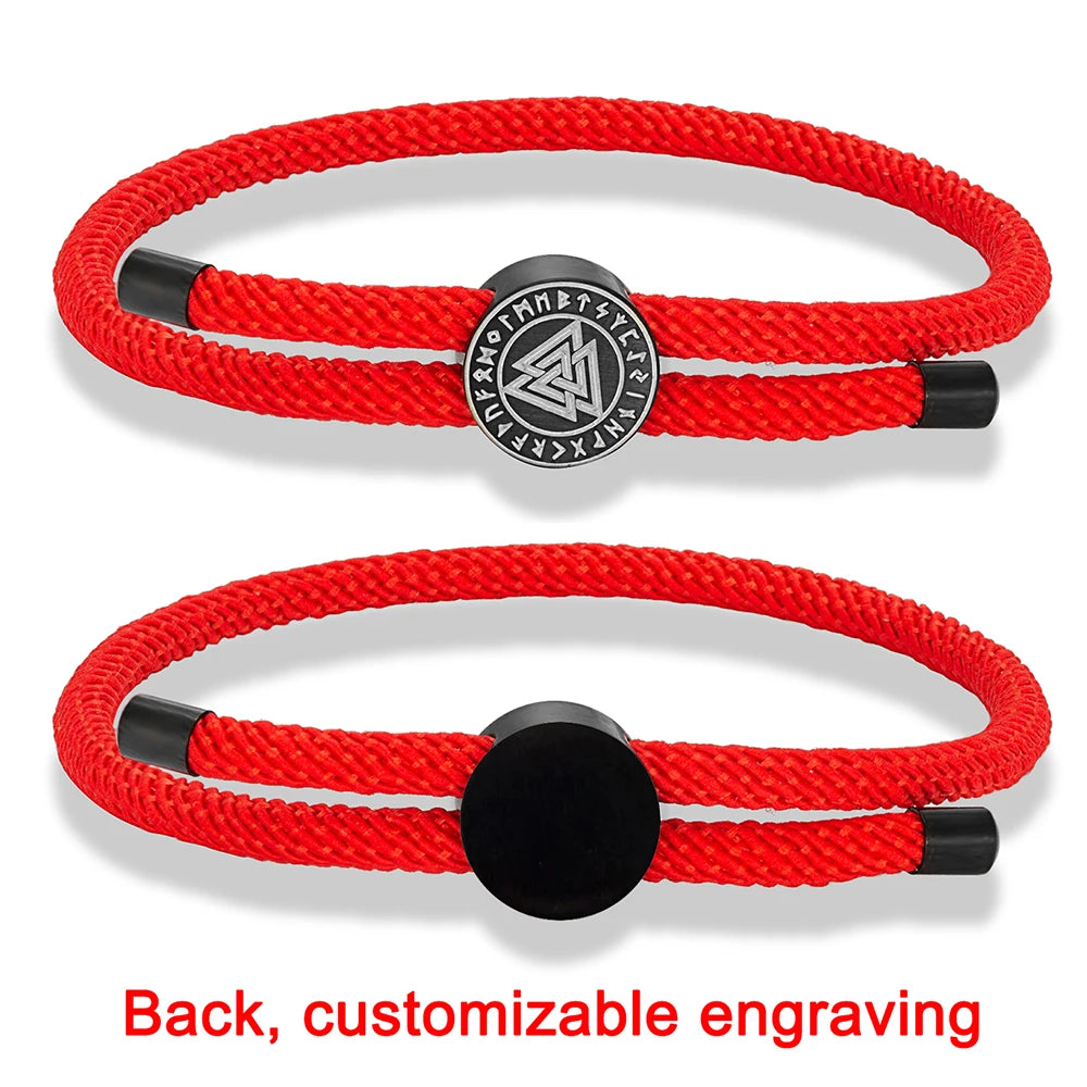 MKENDN 4mm Braided Rope Bracelet Unisex Waterproof Nordic Viking Compass Rune Almut Bangle with Emergency Contact ID Customize