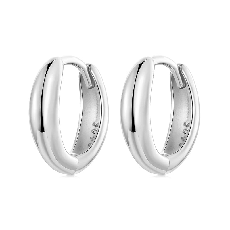 WOSTU Solid Silver 18k Gold Simple Circle Huggies Earrings For Women,S925 Seamless Silver Hoops Minimalist Gift Hypoallergenic
