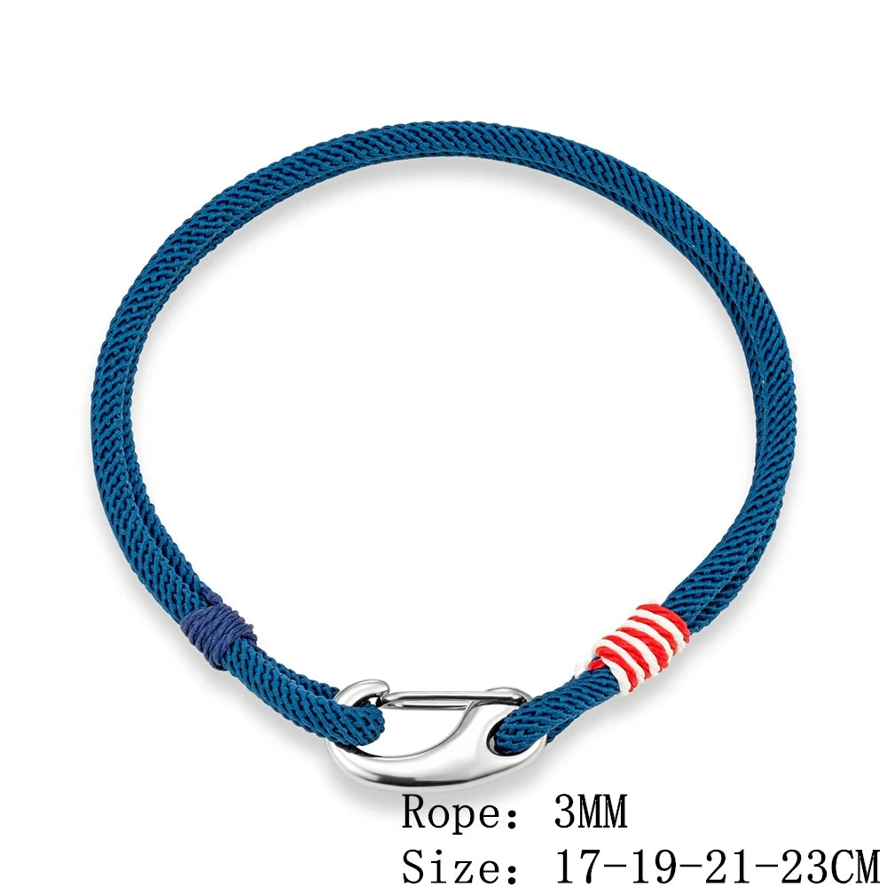 MKENDN Fashion Stainless Steel Lobster Spring Clasp Double Strand Braided Rope Bracelet for Men Women Couple Jewelry Gifts