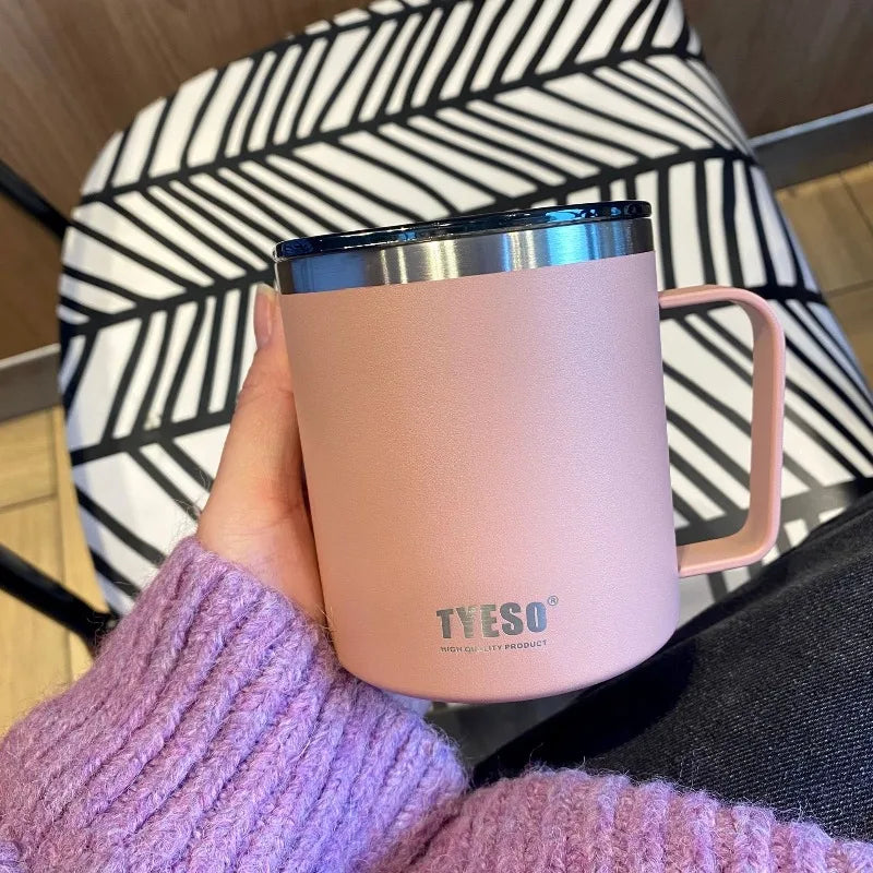 Tyeso 400ML Stainless Steel with Lid Insulated Coffee Cup for Office Home Water Bottle Office Home Portable Thermal Tea Mug