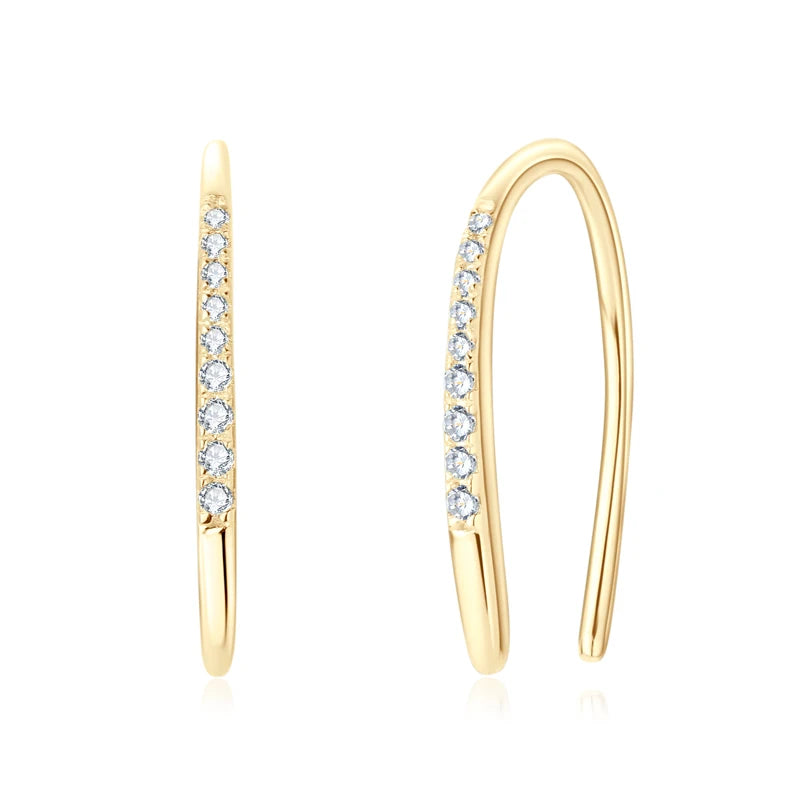 OXTAO Hoops 925 Sterling Silver Moissanite Earrings For Women Sparkling Lab Dimoand U-Shaped Earrings Luxury Jewelry Gifts GRA