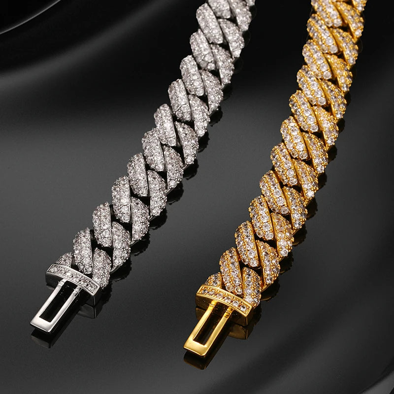 High Quality Iced Out 10mm Cuban Link Necklace Men Silver 925 With Moissanite Cuban Chain Necklace For Men Hip Hop Jewelry
