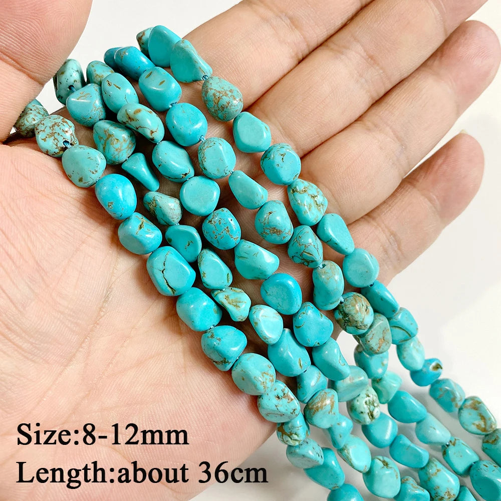 Wholesale Blue Turquoise Stone Beads Round Square Rondelle Irregular Loose Spacer Bead For Jewelry Making DIY Bracelet Necklace