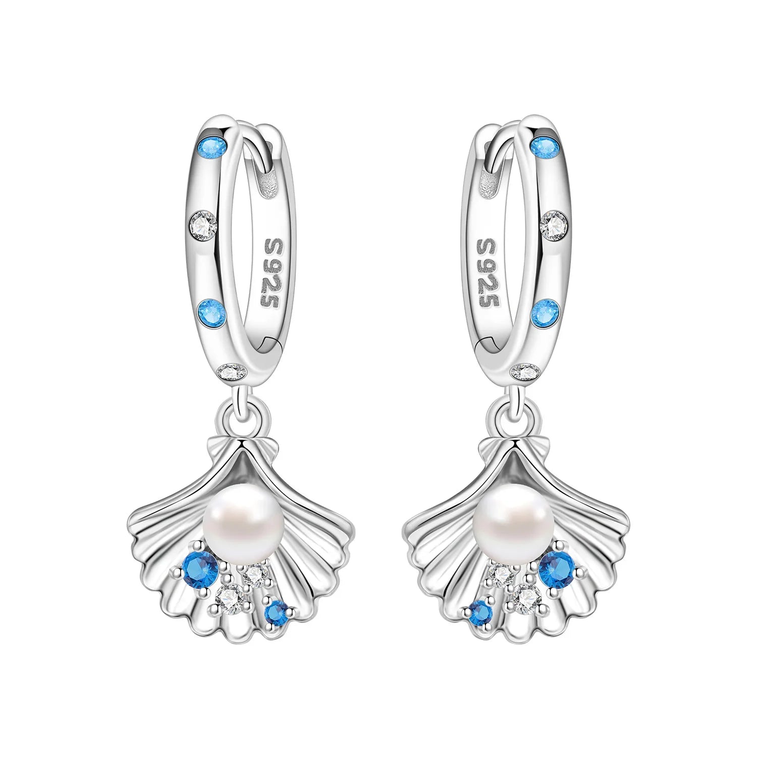 PANPOKI 925 Sterling Silver Sparkling Blue Snowflake Earrings Series Drop Earrings For Women Party Gifts Trendy Jewelry