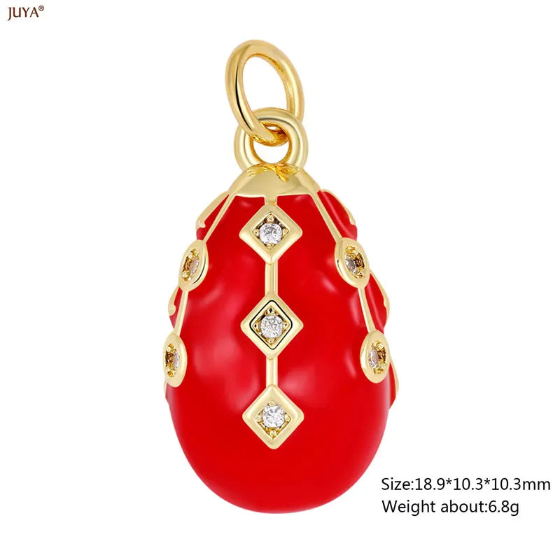 JUYA New 3D Water Drop Pendant Bohemia Type CZ Enamel Charm For DIY Women Necklaces Jewelry Making Accessories
