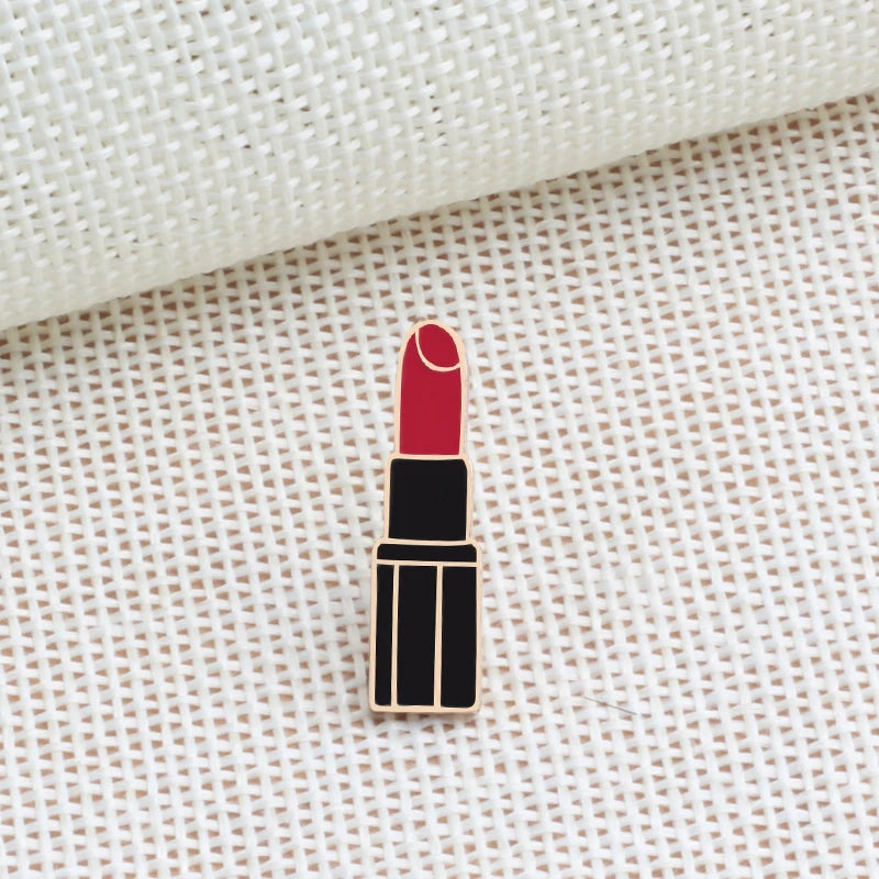 Sexy Girl Red Lips and Lipsticks Enamel Pins Women Charm Metal Brooches Coat Hat Bag Lapel Pin Badges Jewelry Accessories Gift