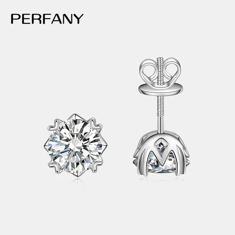 PERFANY 0.3-2CT Moissanite Stud Earrings Women S925 Pure Silver Shining Laboratory Cultivate Diamond Fashion High Jewelry - Madeinsea©