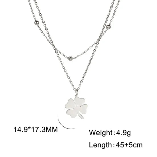 Dreamtimes Lucky Four Leaf Clover Necklace For Women Fashion Snake Chain Stainless Steel Pendant Necklaces Charm Choker Jewelry