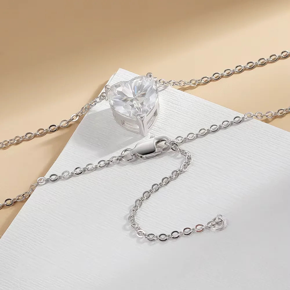 Serenity 2ct 4ct Heart Cut D Color Moissanite Necklace For Women Wedding Bridal S925 Sterling Silver Pendant Necklace Plated 18K