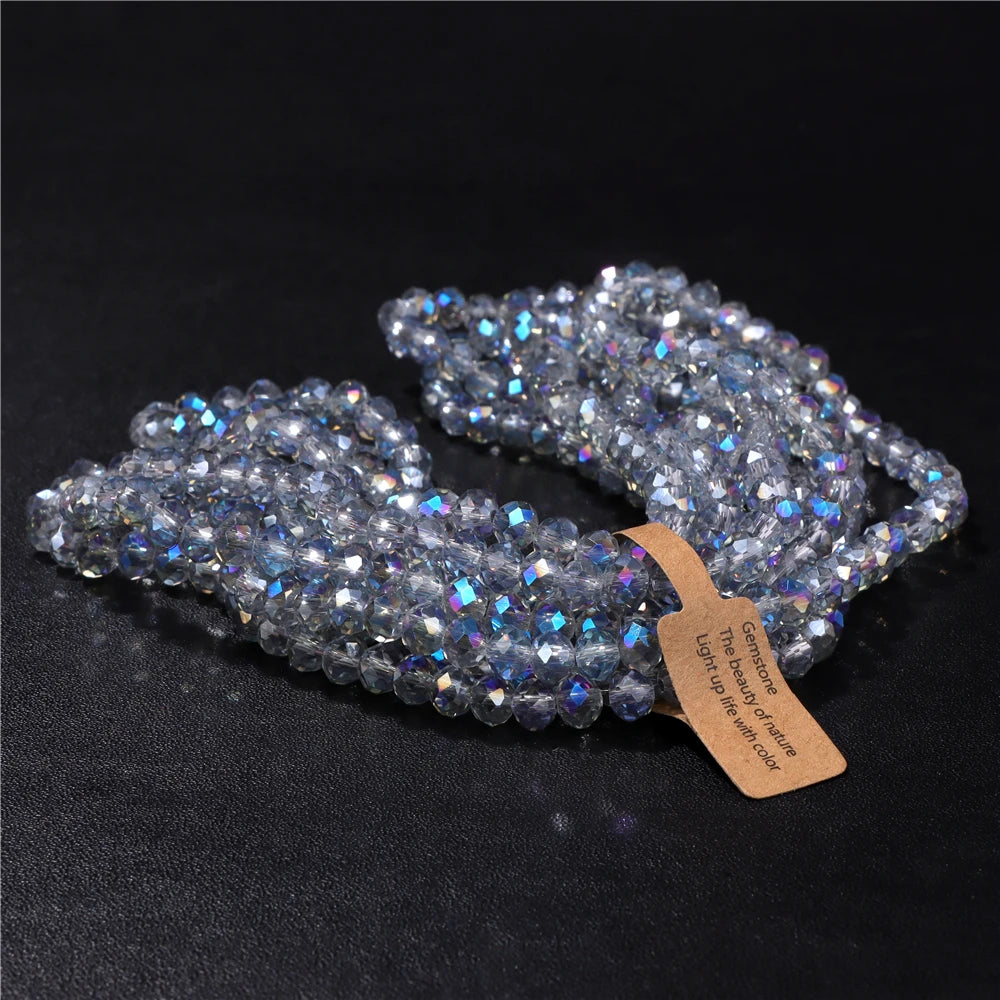 Wholesale 5 strand/lot Faceted Austrian Crystal Bead Rondelle Loose Spacer AB Color Glass Beads For Jewelry Making  Accessories
