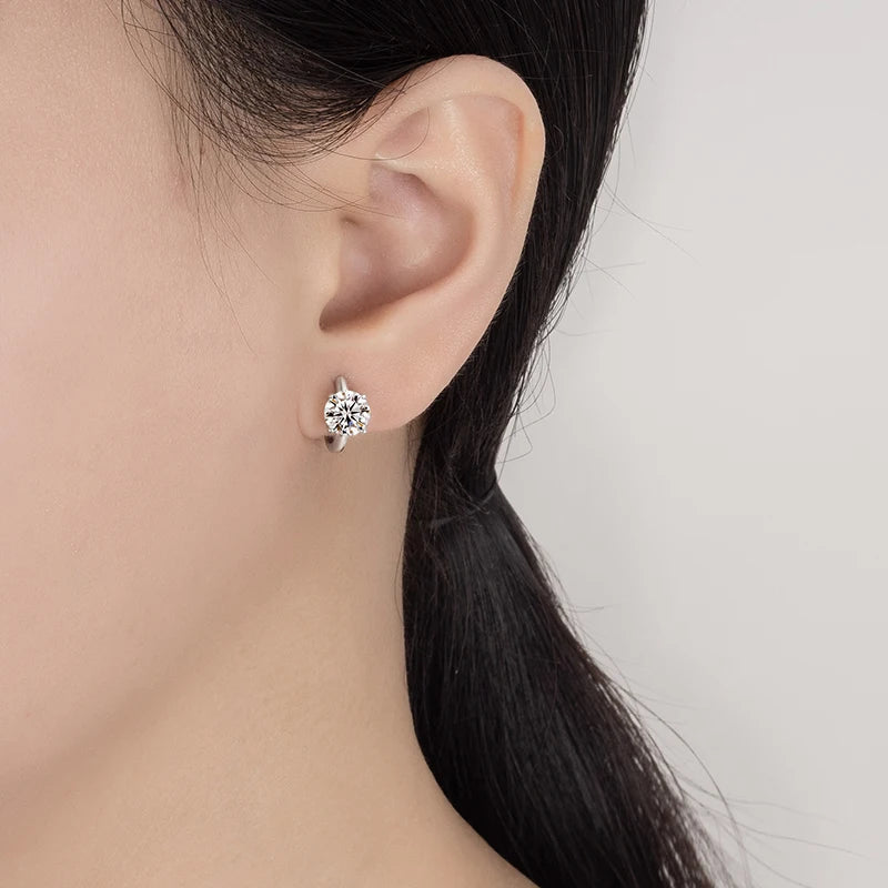 PERFANY 1CT Moissanite Earrings for Women S925 Pure Silver Simulated Diamond Simple Four Claw Earrings Fashion Wedding Jewelry - Madeinsea©