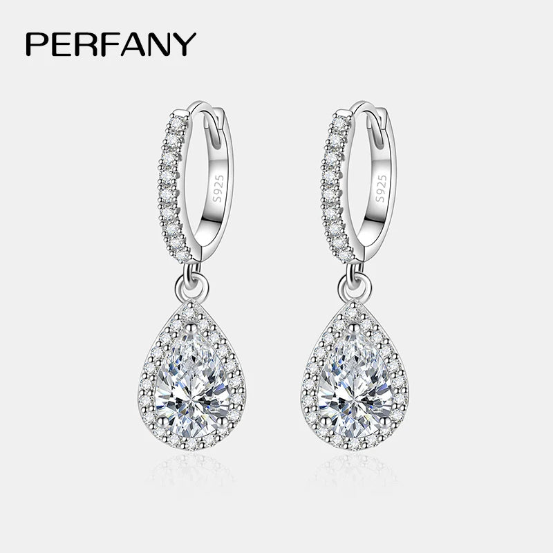 PERFANY 1CT Pear Cut Moissanite Earrings for Women S925 Pure Silver Laboratory Cultivated Diamonds Elegant Wedding Jewelry - Madeinsea©