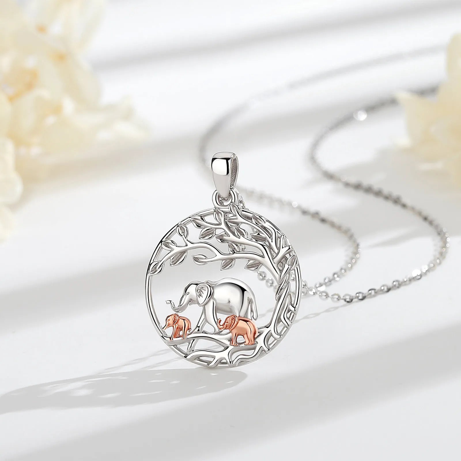 Collier Eudora en argent sterling 925 avec pendentif éléphant et bébé pour femme, bijou fin, cadeau familial significatif