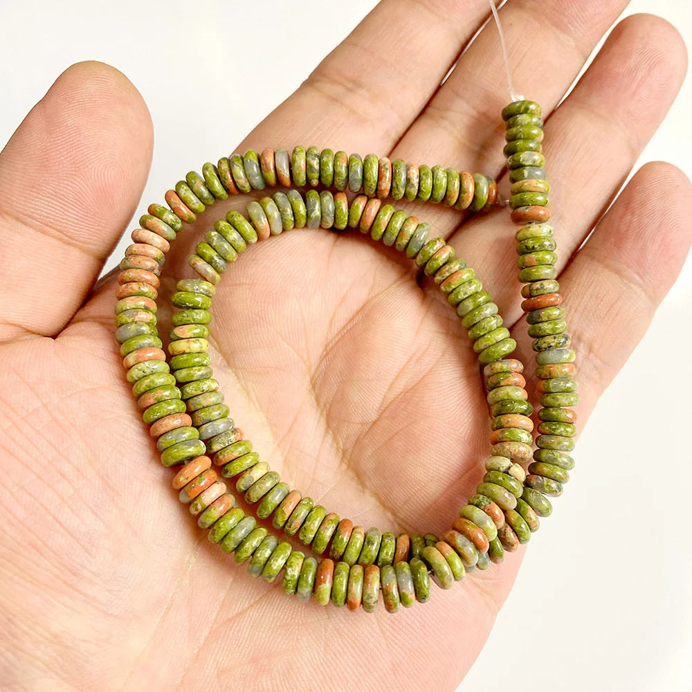 Wholesale Natural Unakite Stone Bead Green Jasper Loose Spacer Beads For Jewelry Making DIY Bracelet Necklace Accessories Supply