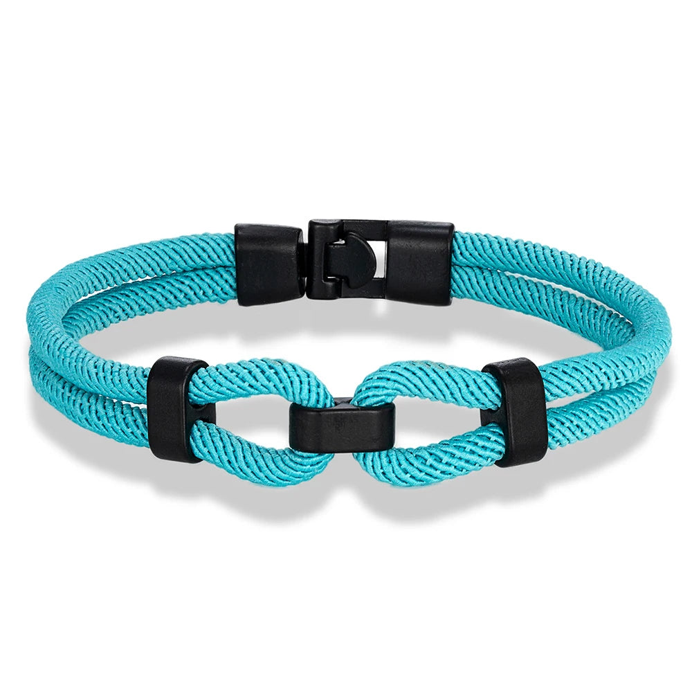 MKENDN Unique Sailing-Inspired Knot Bracelet For Men Black Easy Buckle Rope Bracelet Gifts For Him Nautical Wrap Jewelry Gifts - Madeinsea©