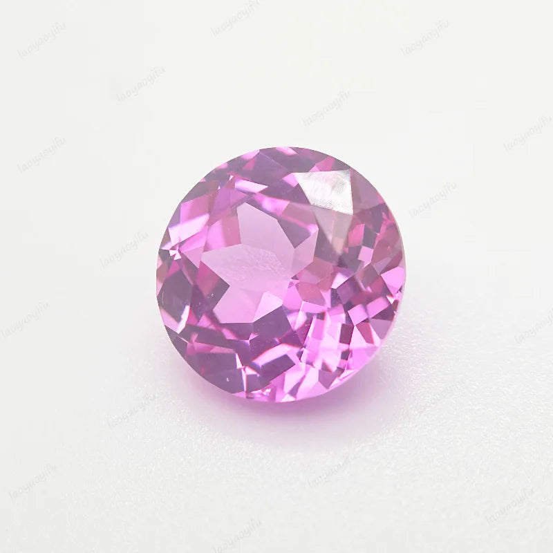 Lab Grown Sapphire Round Cut Pink Color Charms Gemstone for DIY Jewelry Necklace Earrings Main Materials Selectable Certificate