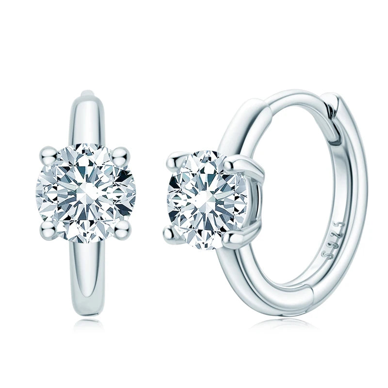 OXTAO Hoop Earrings D Color Moissanite Diamond Earrings 0.5ct For Women Real 925 Silver Four Claw Earrings Fine Jewelry Gift GRA