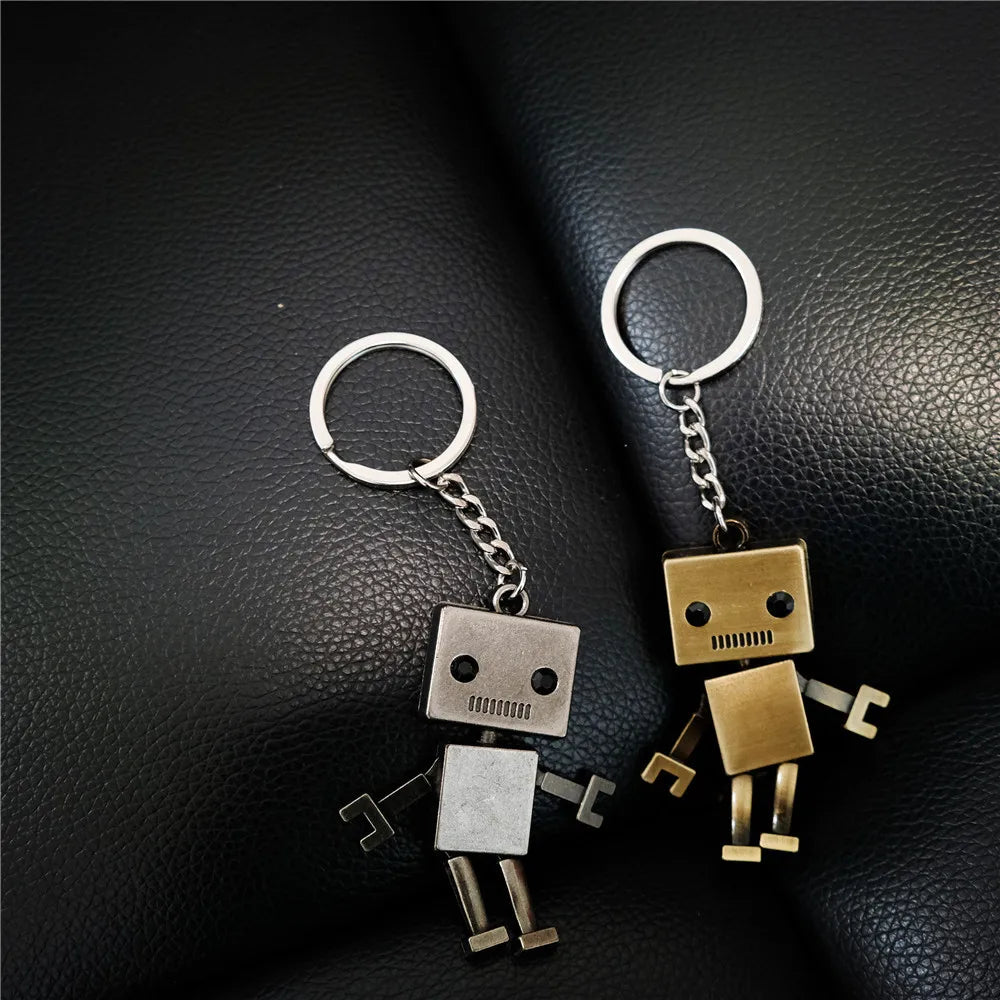 MKENDN New Design Metal Big-Headed Robots Keychains Creative Car  Keyrings Gifts Custom LOGO