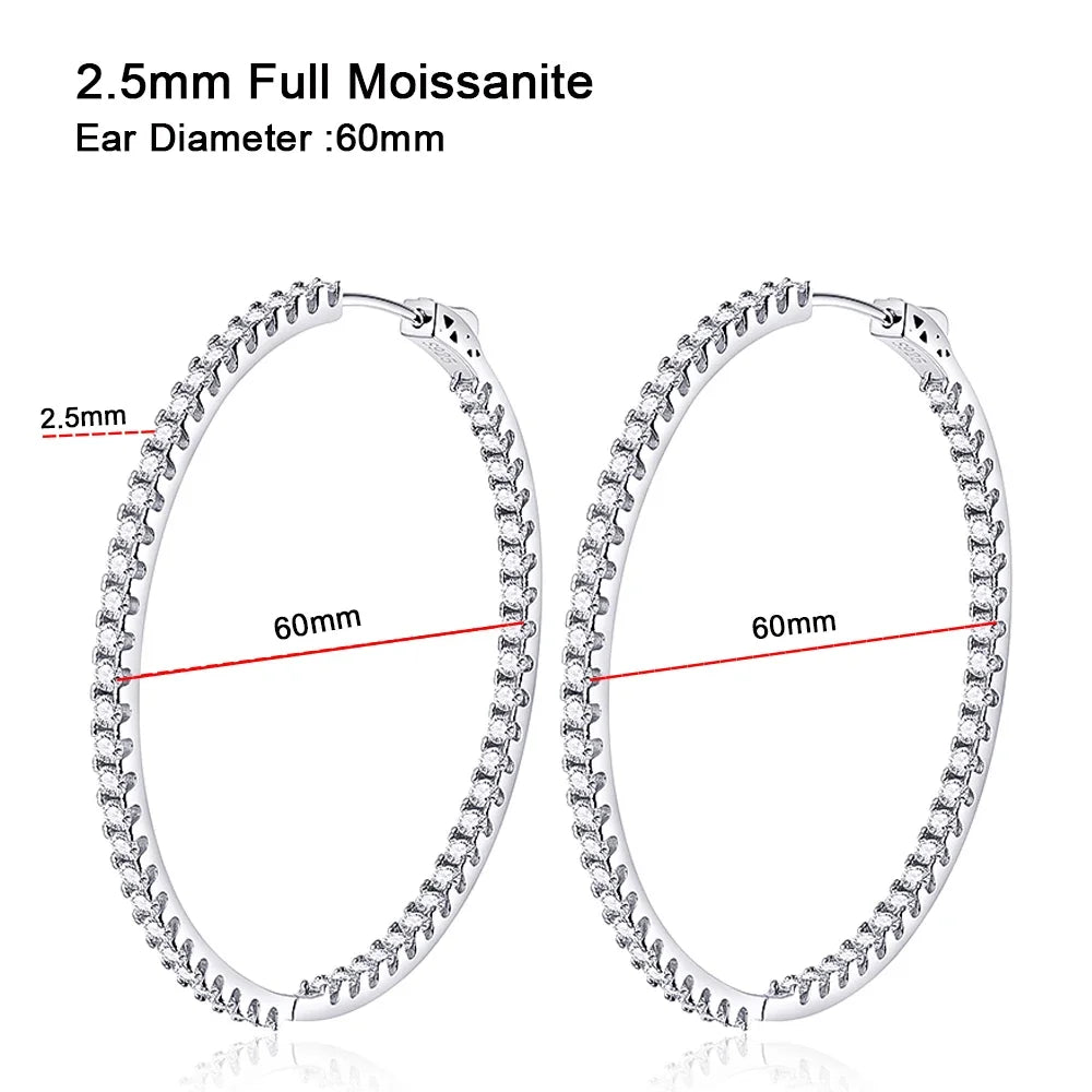 Serenity 31cttw 5mm D Color Moissanite Hoop Earrings For Women Wedding Bridal S925 Silver Earrings Anniversary Gift Fine Jewelry