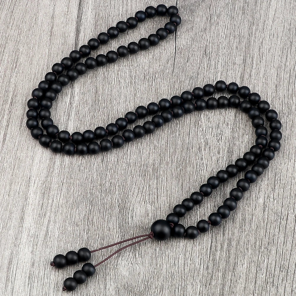 108 Natural Stone Fire Agate Black Onyx Beads Bracelet Necklace Men Multicolor Tiger Eye Necklace Women Malachite Prayer Jewelry