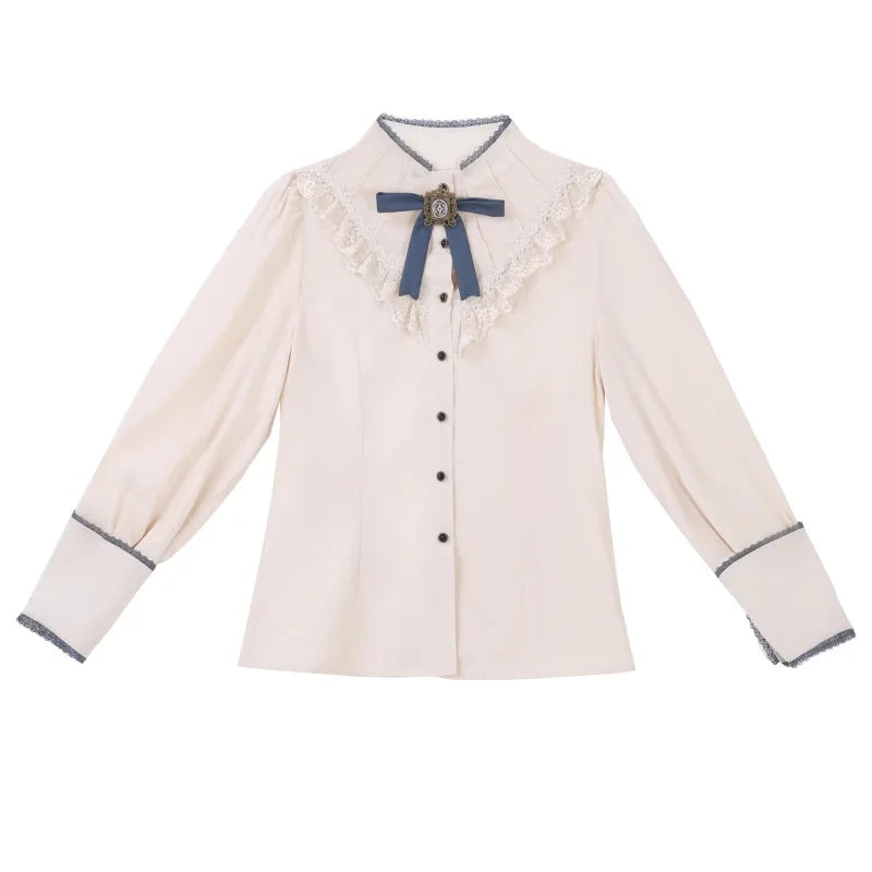 Vintage Elegant Lolita Dress Set Women Sweet Princess Bow Lace Ruffle Shirt Y2k Slim Skirt 3 Piece Set Punk Gothic Party Outfits